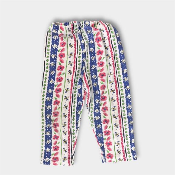 Vintage OshKosh B'gosh Striped Floral Garden Leggings 24 Months - Picture 1 of 9